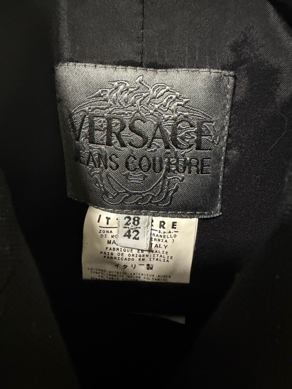 Versace Jeans Collection Black Double-Breasted Blazer with Blue Trim - Picture 2 of 6